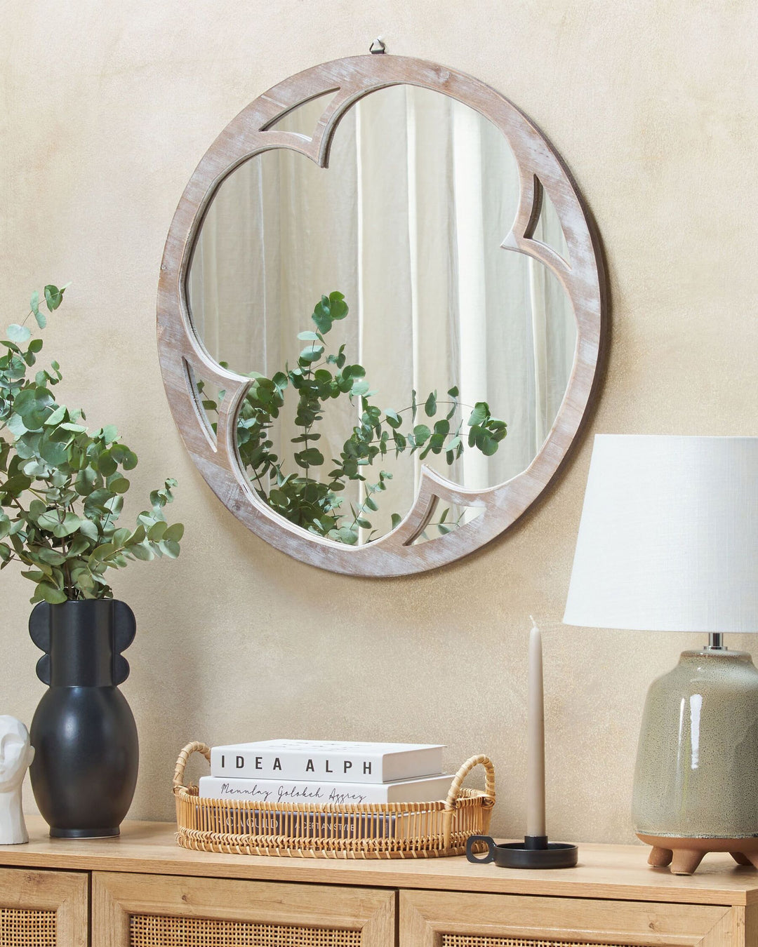 Wall Mirror Monclova Fir Wood Light Brown