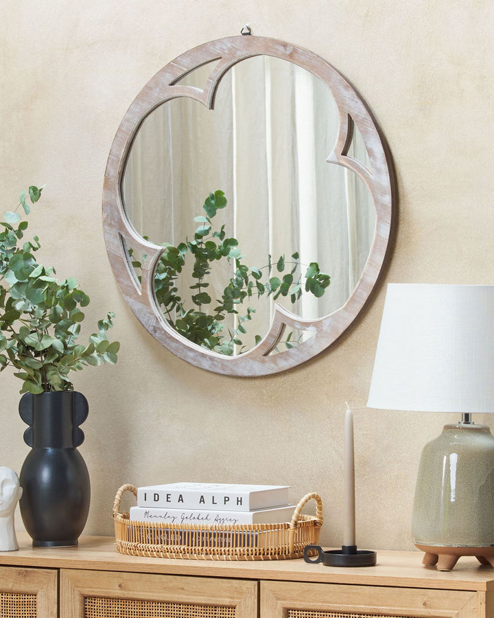 Wall Mirror Monclova Fir Wood Light Brown