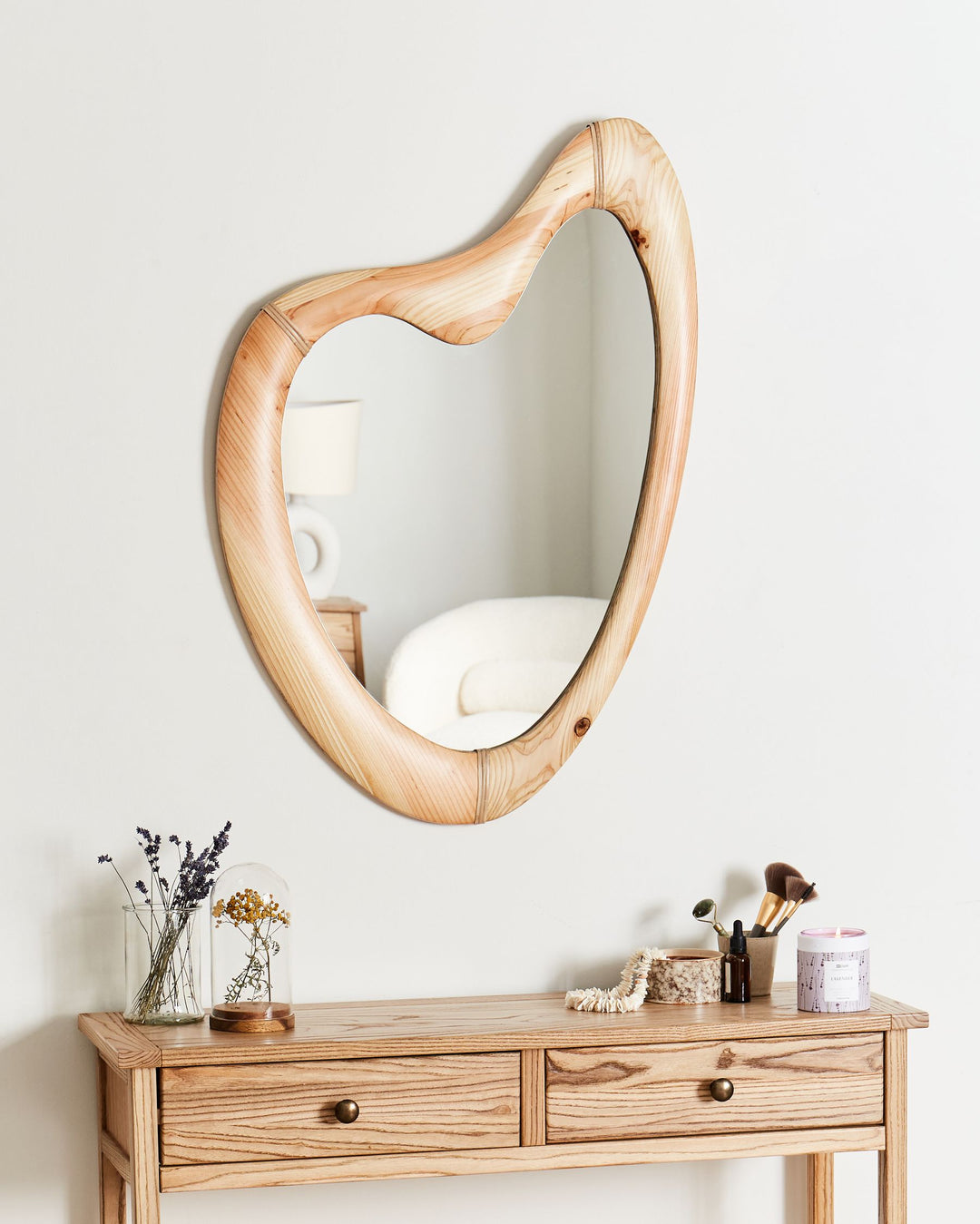 Wall Mirror Neure Fir Wood Natural Beige