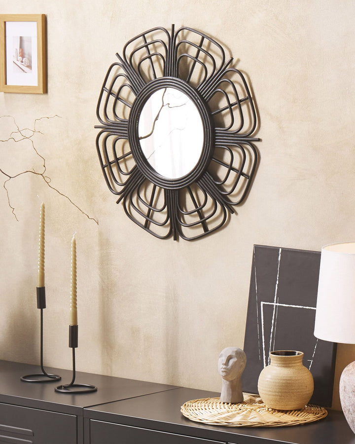 Wall Mirror Pasaku Rattan Black