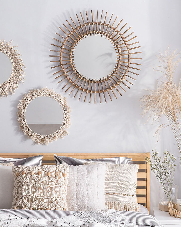Wall Mirror Stenen Rattan Sand Beige