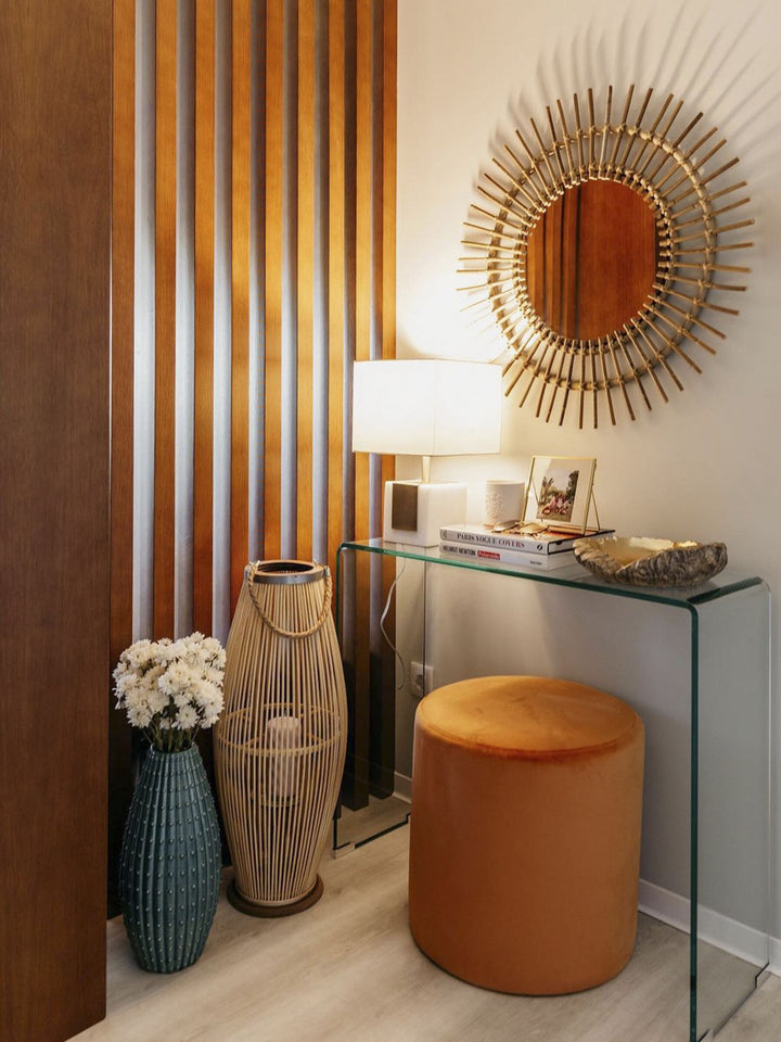 Wall Mirror Stenen Rattan Sand Beige