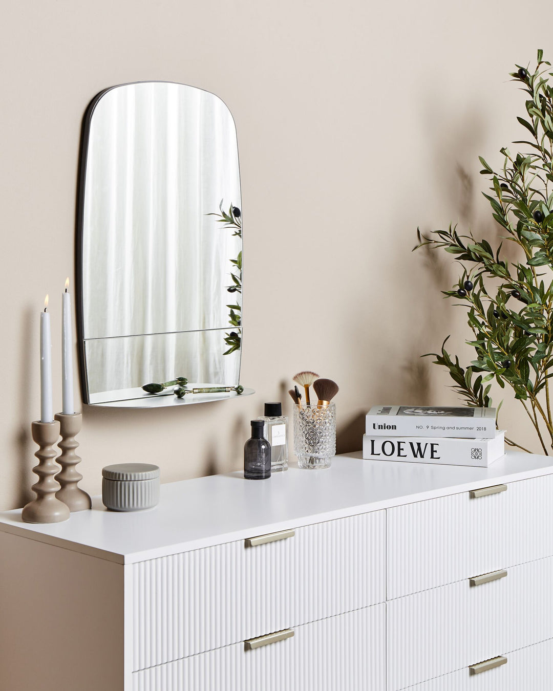 Wall Mirror with Shelf Brannay Metal Silver