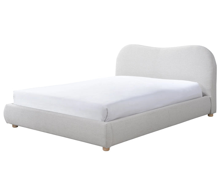 White bed with headboard on a white background