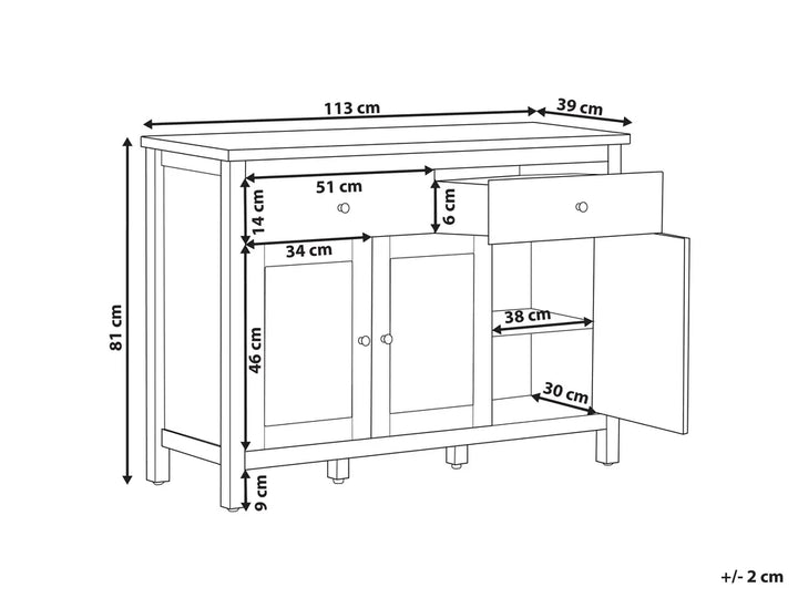 3 Door  White Sideboard Damera