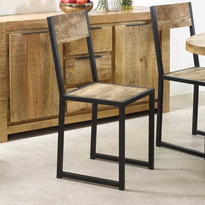 Cosmo Industrial Metal & Wood Dining Chair (Sold in Pairs)