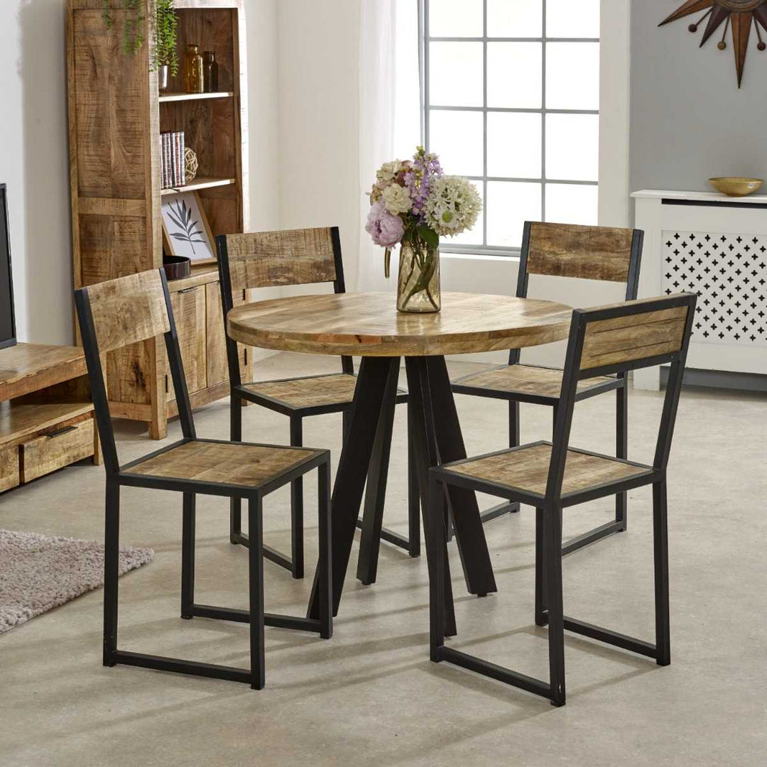 Cosmo Industrial Metal & Wood Dining Chair (Sold in Pairs)