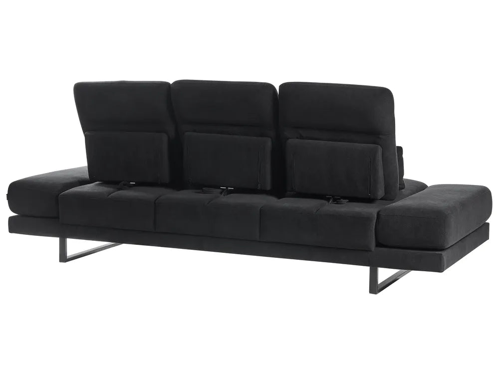 Sofa 3 Seater Fabric Black Shavera