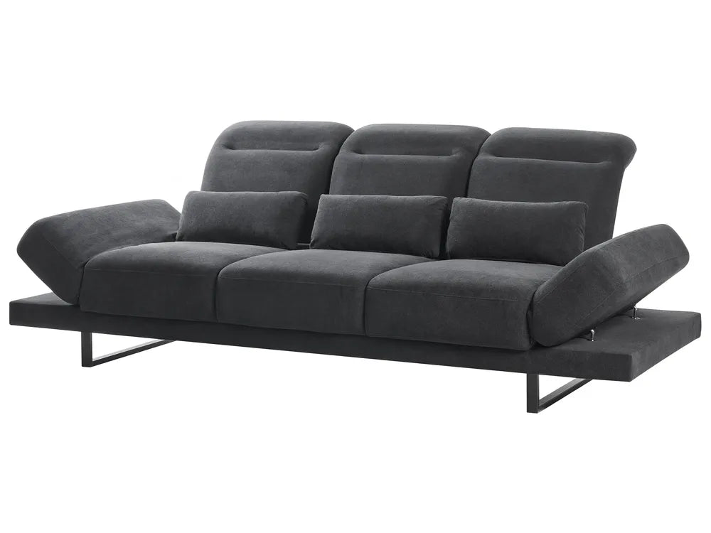 Sofa 3 Seater Fabric Black Shavera