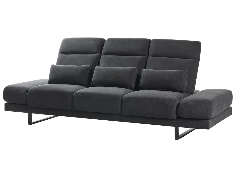 Sofa 3 Seater Fabric Black Shavera