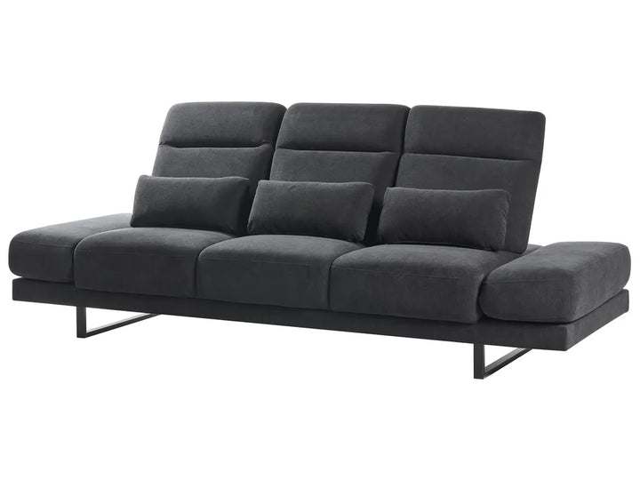 Sofa 3 Seater Fabric Black Shavera
