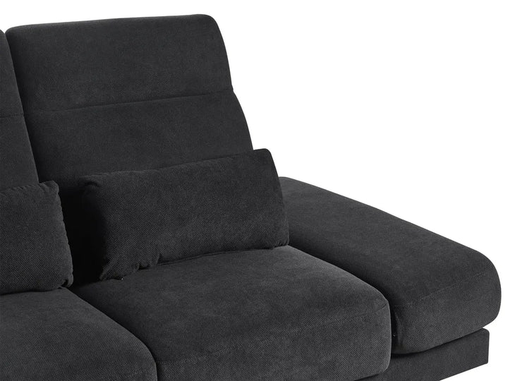 Sofa 3 Seater Fabric Black Shavera