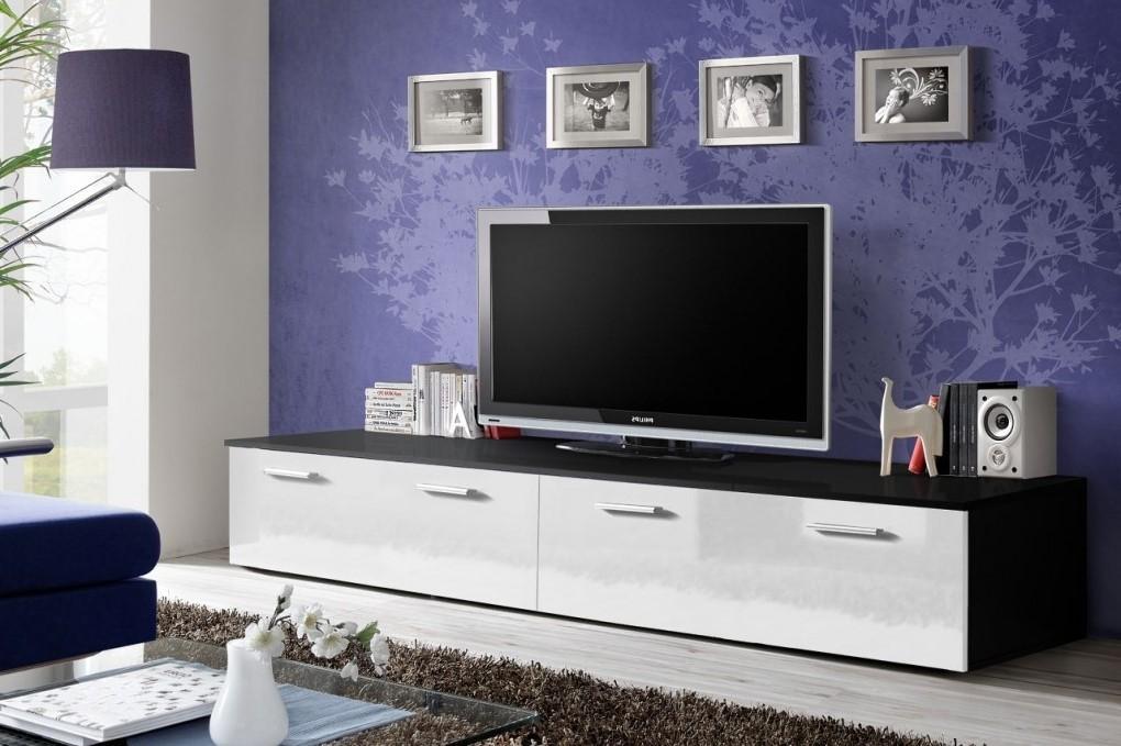 Duo TV Cabinet in Black and White Gloss W200cm x H35cm x D45cm