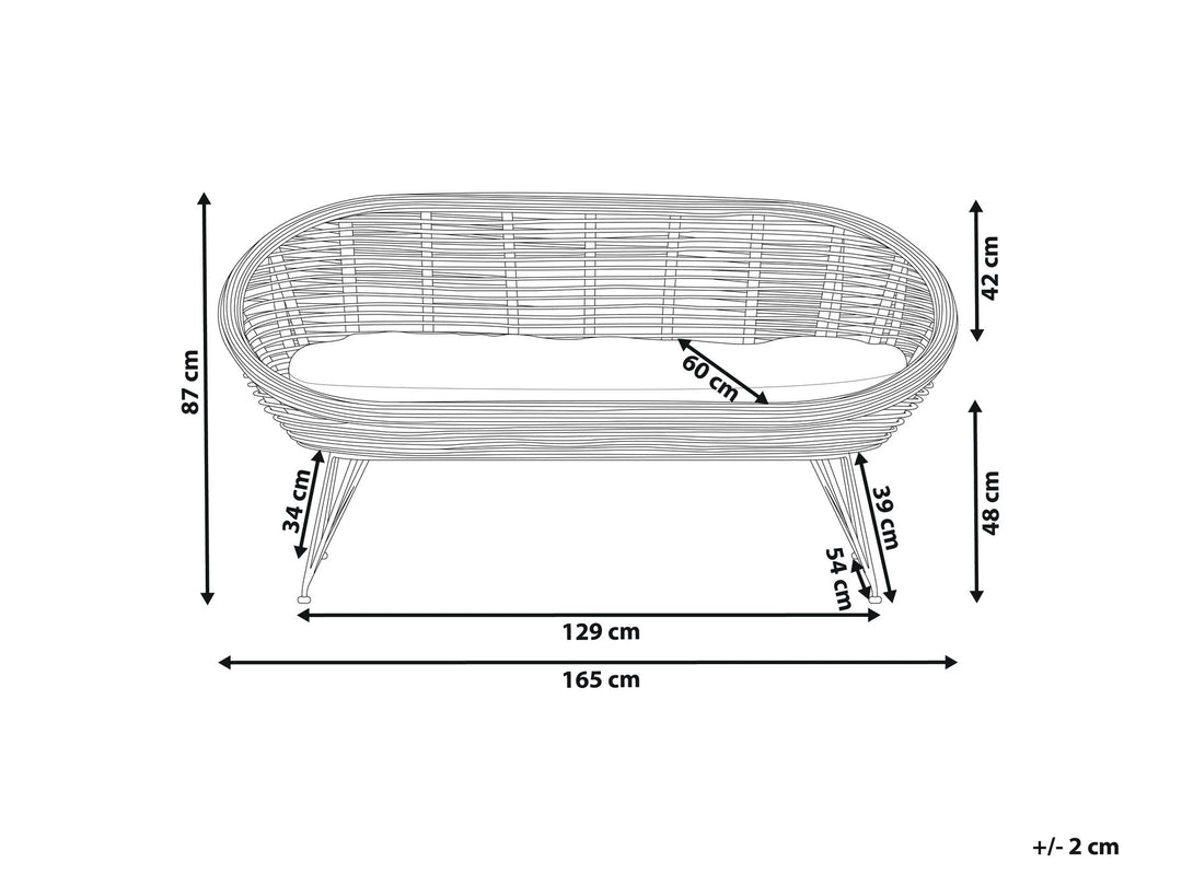 Maratea Garden Sofa 2 Seater Rattan Natural