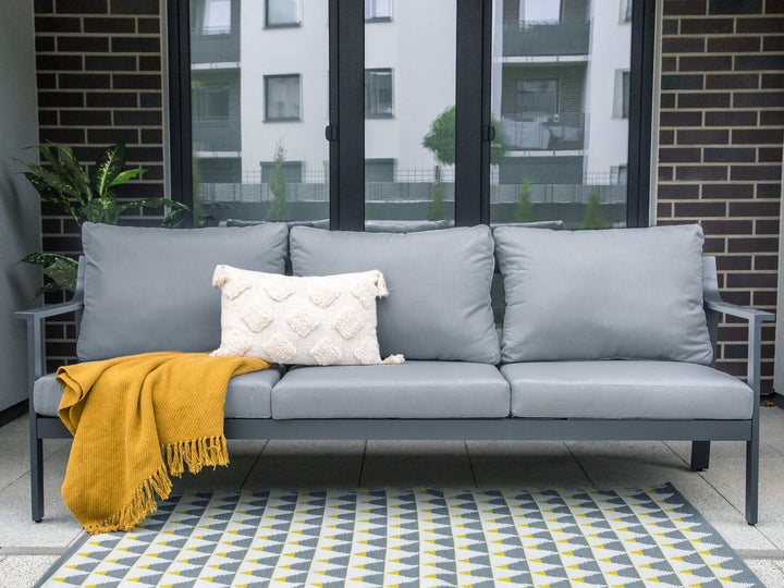 Kiato Garden Sofa 3 Seater Metal Dark Grey