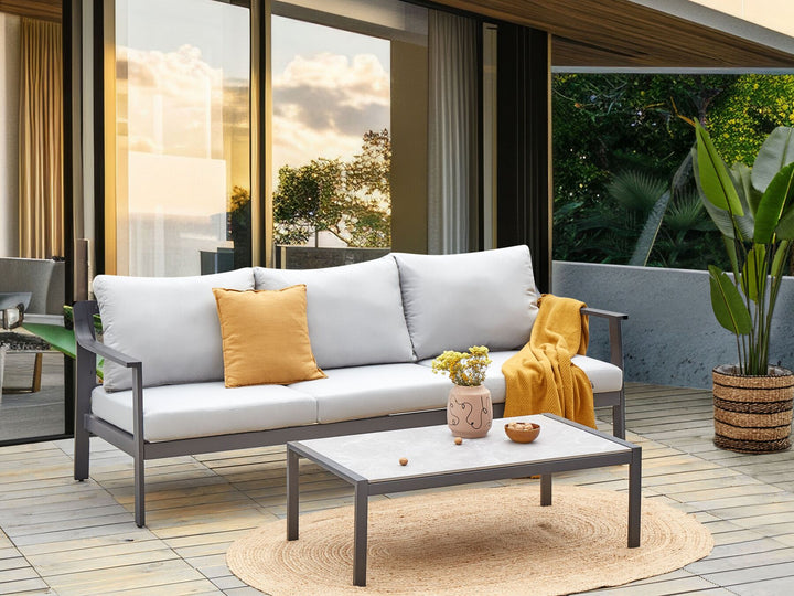 Kiato Garden Sofa 3 Seater Metal Light Grey