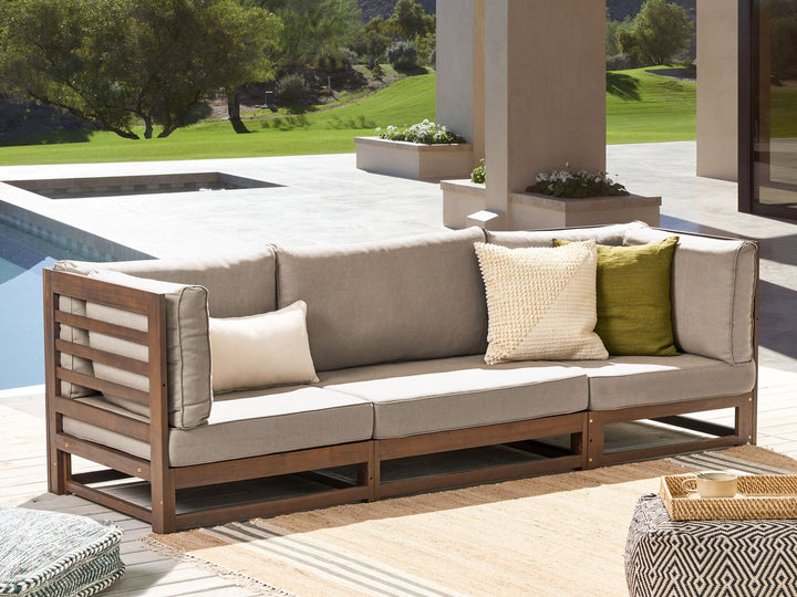 Trani Garden Sofa 3 Seater Modular Certified Acacia Wood Dark Brown