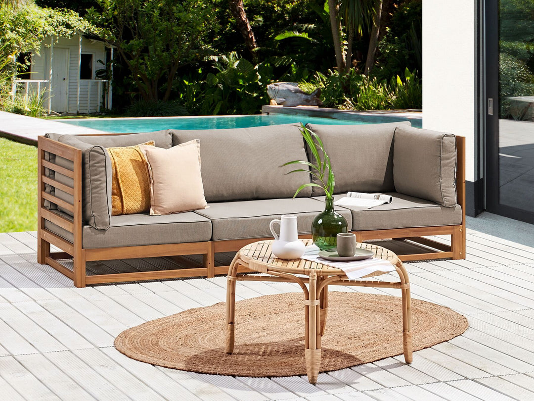 Trani Garden Sofa 3 Seater Modular Certified Acacia Wood Light Brown