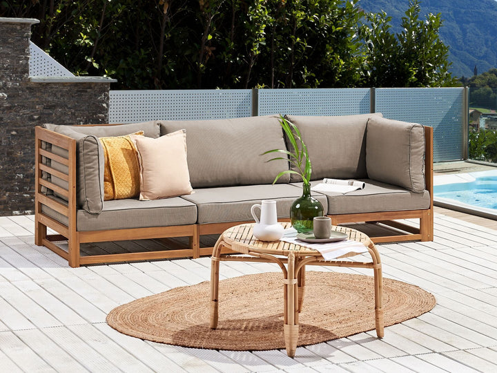 Trani Garden Sofa 3 Seater Modular Certified Acacia Wood Light Brown