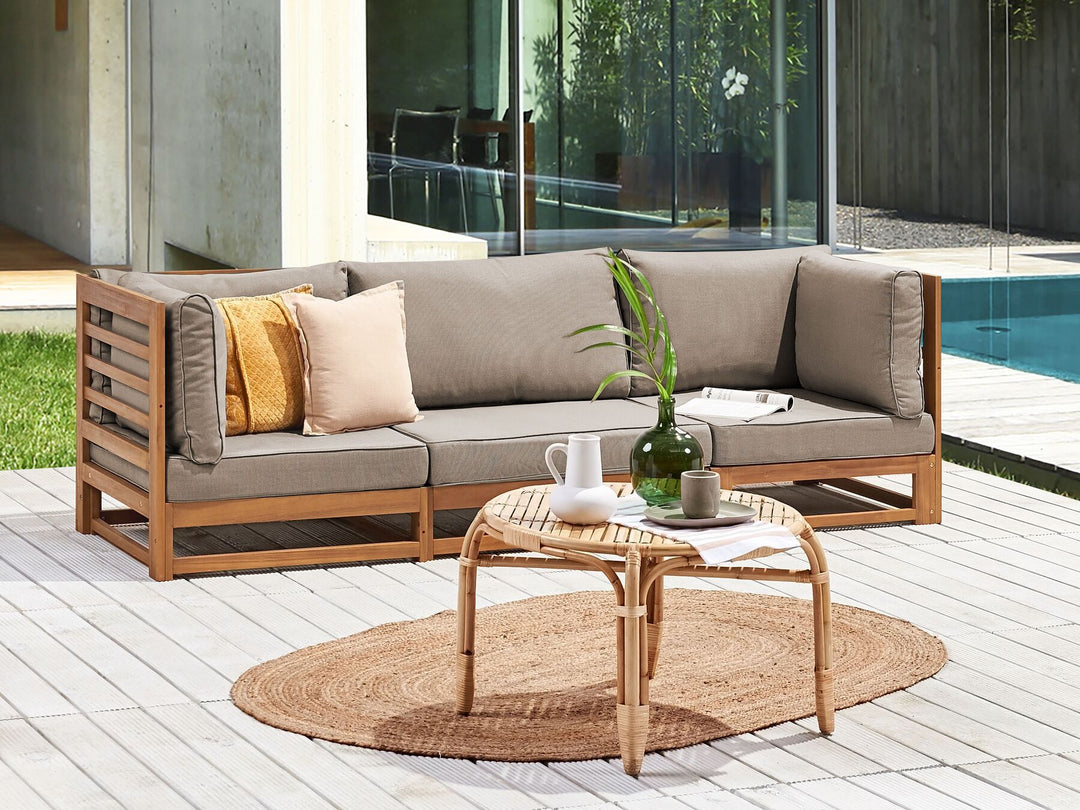 Trani Garden Sofa 3 Seater Modular Certified Acacia Wood Light Brown