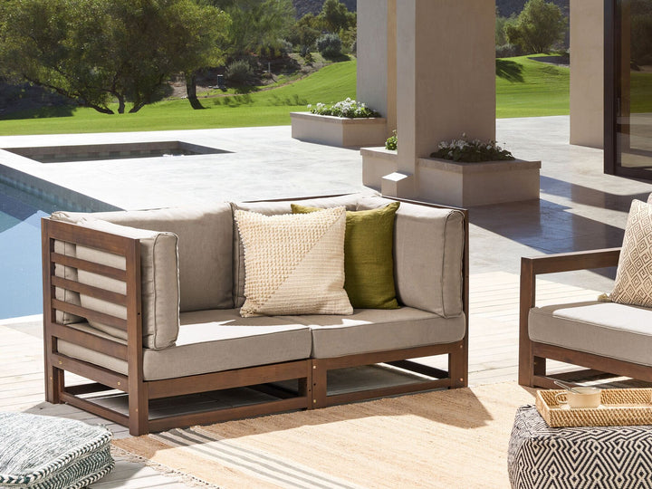 Trani Garden Sofa 2 Seater Modular Certified Acacia Wood Dark Brown