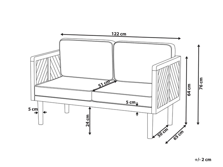 Baratti Garden Sofa 2 Seater Acacia Wood Brown