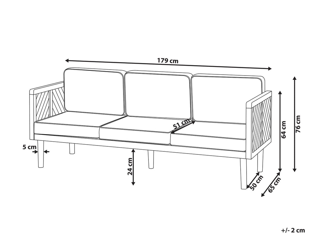 Baratti Garden Sofa 3 Seater Acacia Wood Brown