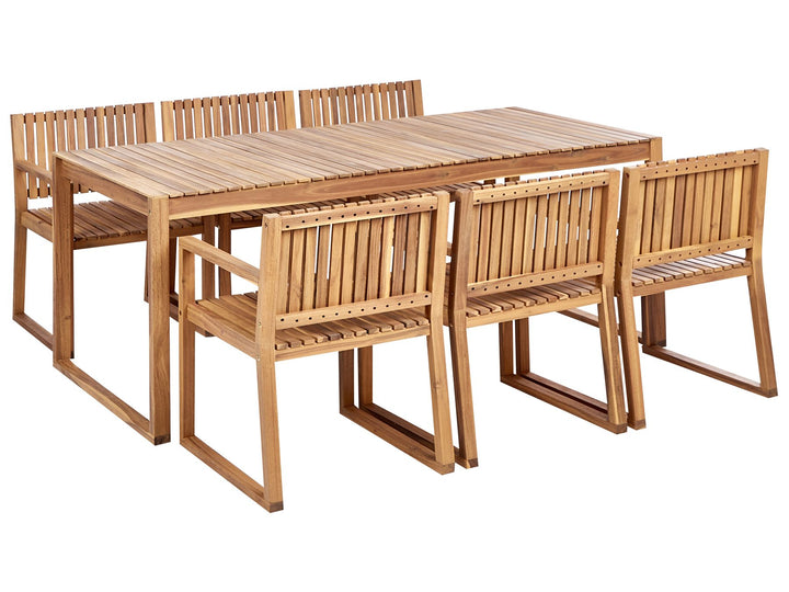 Sassari II Garden Dining Set 6 Seater Certified Acacia Wood Light Brown