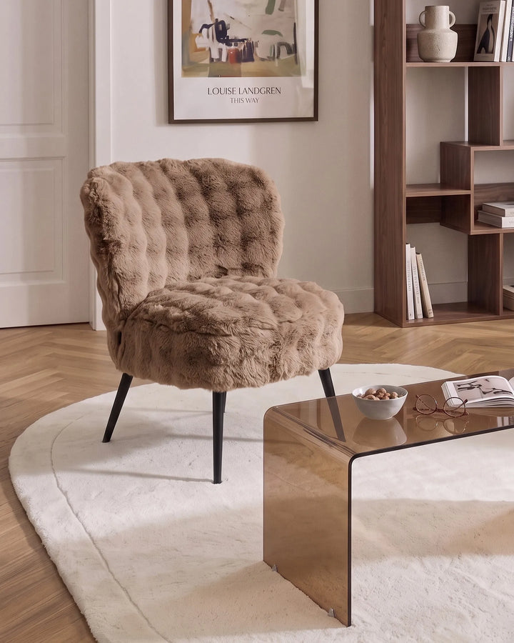Light brown faux fur chair