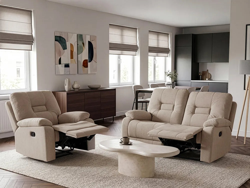 Taupe Fabric 3 Seater Recliner Living Room Furniture Set