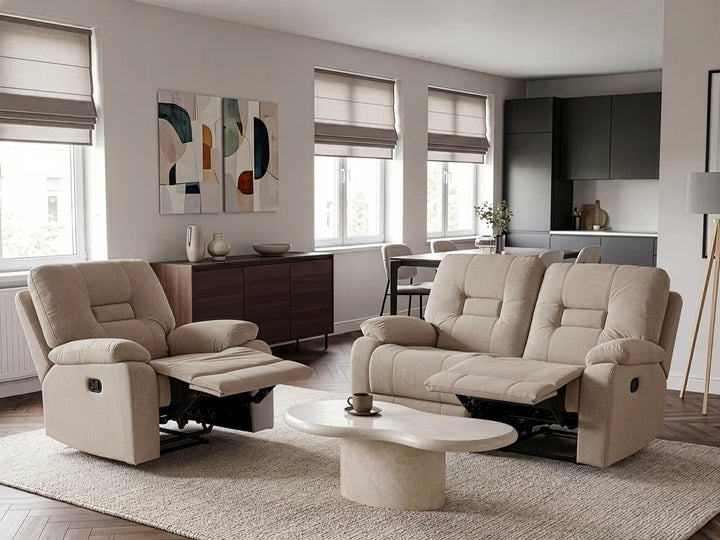 Taupe Fabric 3 Seater Recliner Living Room Furniture Set