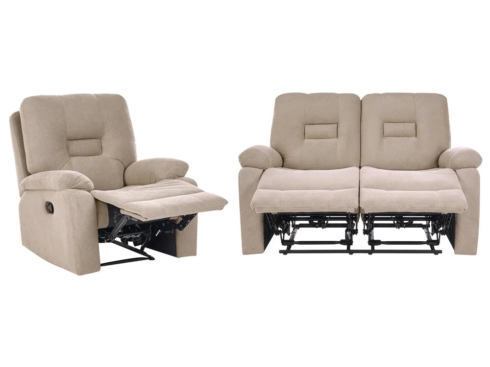 Taupe 3 Seater Manual Recliner Living Room Set Caynemore