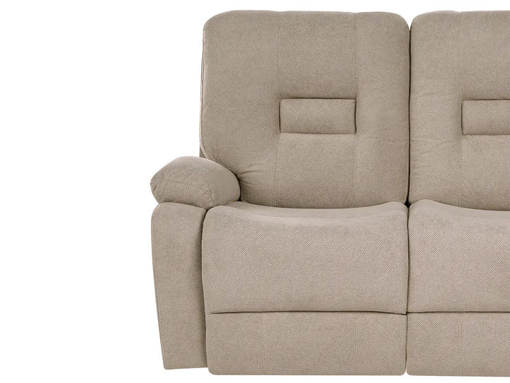 Manual Recliner Living Room Set 3 Seater Fabric Taupe Caynemore