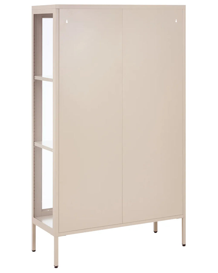 Glass Display Cabinet Metal 90 cm Beige Carmelinda