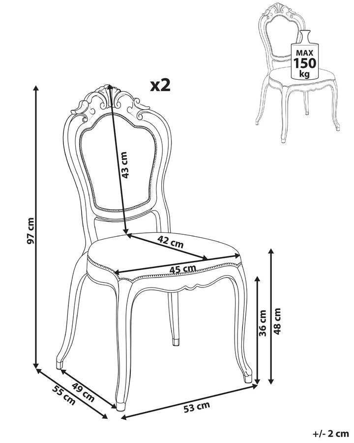 Set of 2 Dining Chairs Transparent Maklena