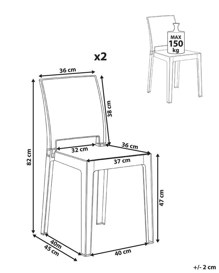 Set of 2 Dining Chairs Transparent Aimara