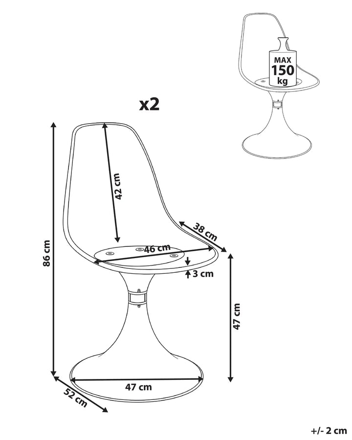 Set of 2 Dining Chairs Transparent Hendina