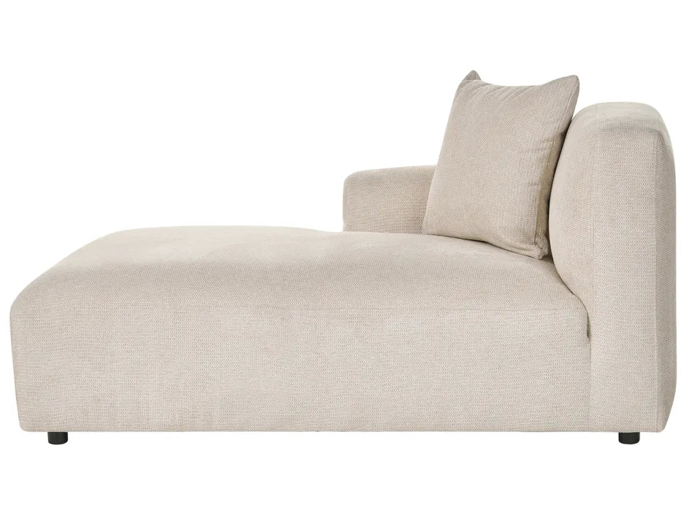 Modular Corner Sofa 3 Seater Fabric Light Beige with Ottoman Right Hand Simonsen