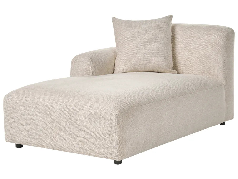 Modular Corner Sofa 3 Seater Fabric Light Beige with Ottoman Right Hand Simonsen
