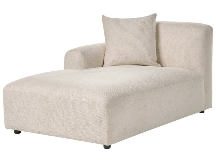 Modular Corner Sofa 3 Seater Fabric Light Beige with Ottoman Right Hand Simonsen