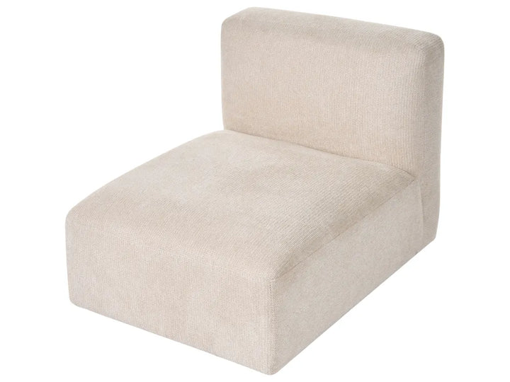 Modular Corner Sofa 3 Seater Fabric Light Beige with Ottoman Right Hand Simonsen