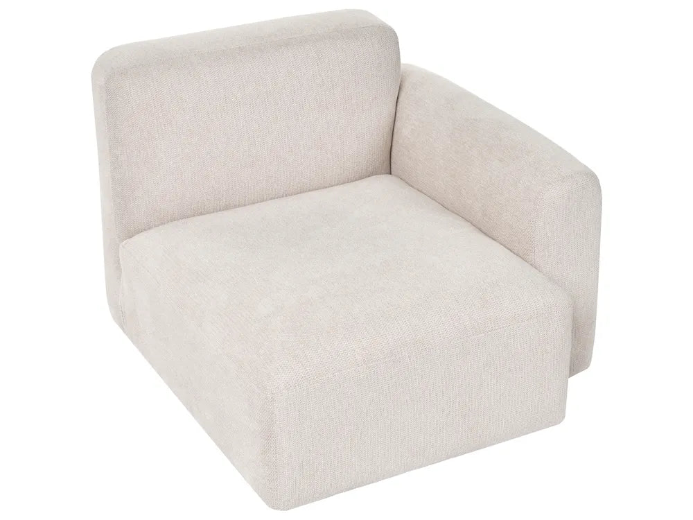 Modular Corner Sofa 3 Seater Fabric Light Beige with Ottoman Right Hand Simonsen