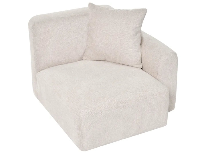 Modular Corner Sofa 3 Seater Fabric Light Beige with Ottoman Right Hand Simonsen