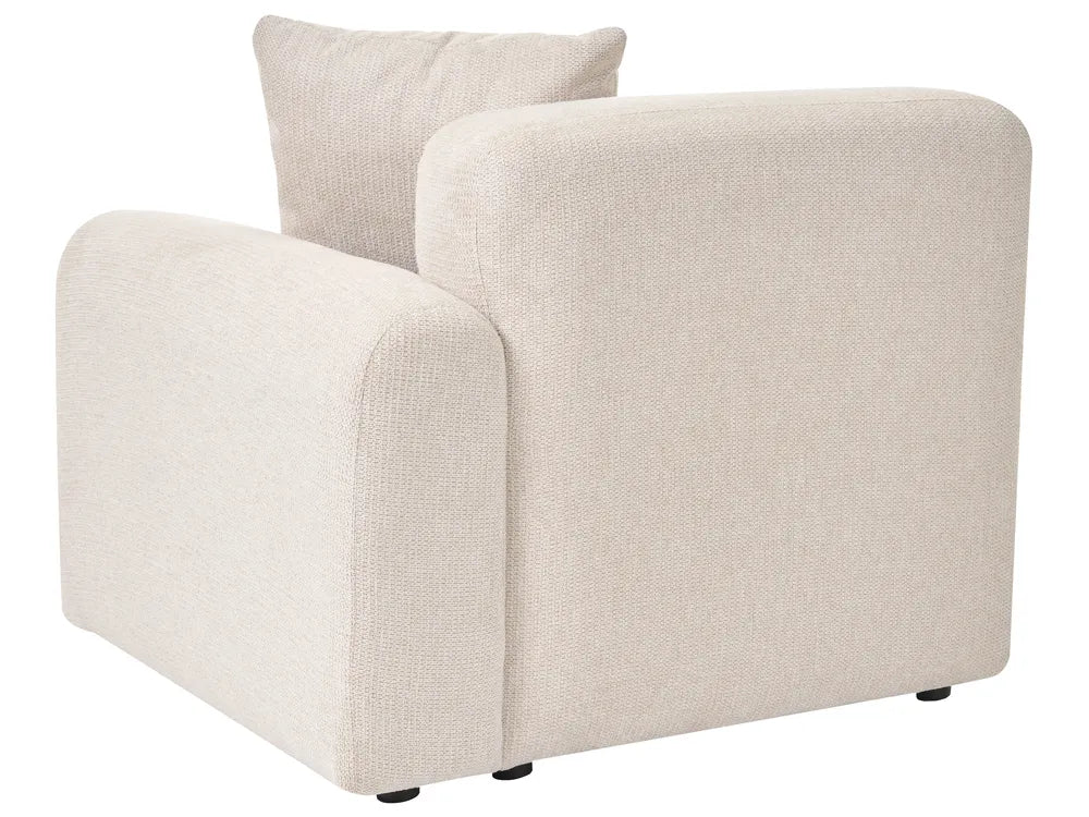 Modular Corner Sofa 3 Seater Fabric Light Beige with Ottoman Right Hand Simonsen