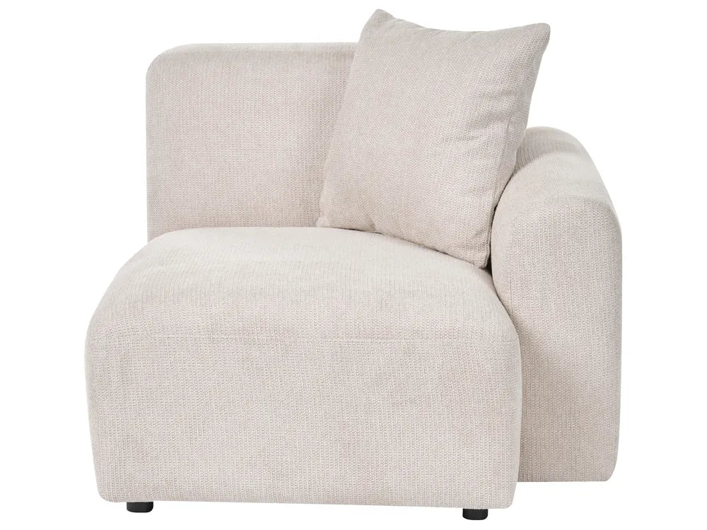 Modular Corner Sofa 3 Seater Fabric Light Beige with Ottoman Right Hand Simonsen