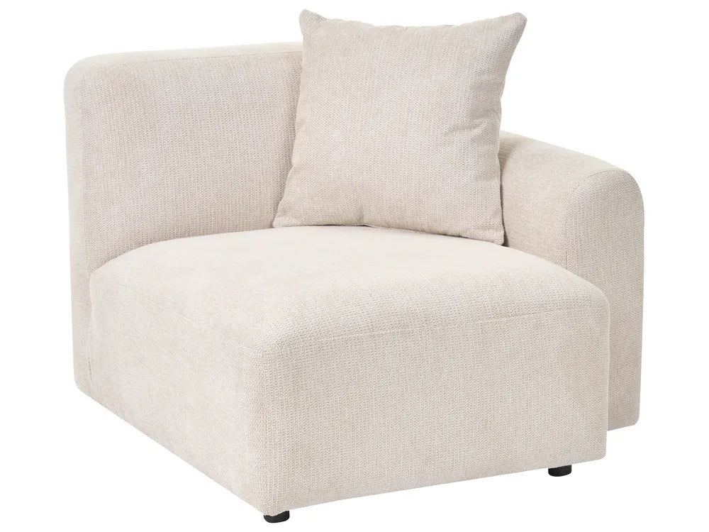 Modular Corner Sofa 3 Seater Fabric Light Beige with Ottoman Right Hand Simonsen