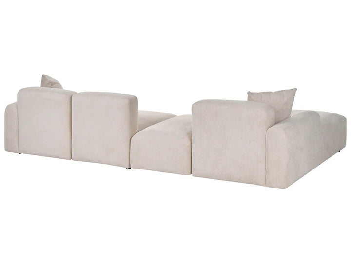 Modular Corner Sofa 3 Seater Fabric Light Beige with Ottoman Right Hand Simonsen