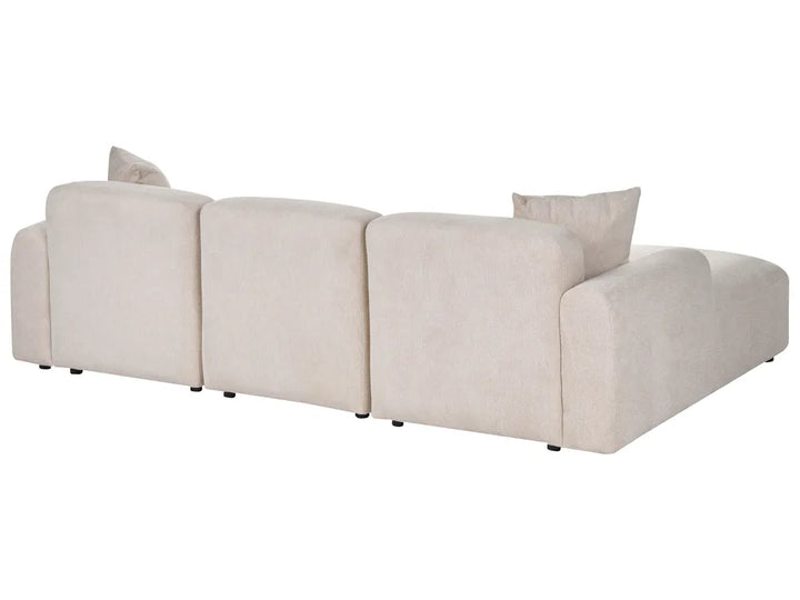 Modular Corner Sofa 3 Seater Fabric Light Beige with Ottoman Right Hand Simonsen