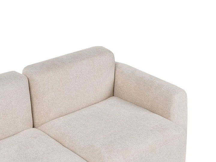 Modular Corner Sofa 3 Seater Fabric Light Beige with Ottoman Right Hand Simonsen