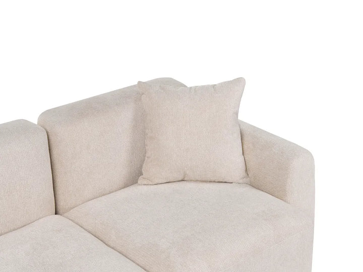 Modular Corner Sofa 3 Seater Fabric Light Beige with Ottoman Right Hand Simonsen